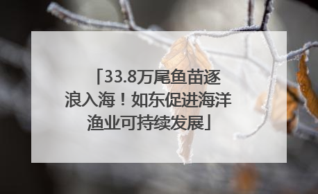 33.8万尾鱼苗逐浪入海！如东促进海洋渔业可持续发展