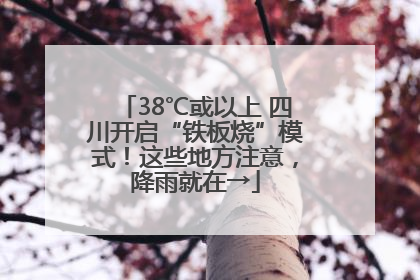 38℃或以上 四川开启“铁板烧”模式！这些地方注意，降雨就在→