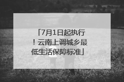 7月1日起执行！云南上调城乡最低生活保障标准
